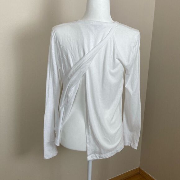 J. Crew White Open Back/Butterfly/Knotted Long Sleeve T Shirt Size L Style AG736 - Picture 3 of 9
